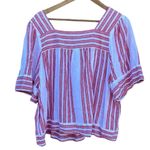 Old Navy  Blue and Red Striped Blouse linen blend size XL Photo 1