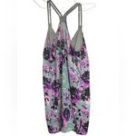 Floral Print Crop Top in Gray and Purple Size M Photo 3