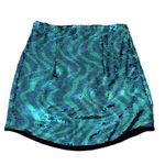 ZARA wave sequined high waisted mini skirt. Green & blue. XS. GUC Photo 1
