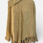 Storybook knits tan knit poncho shrug fringe hem boho hippie festival Large Photo 0