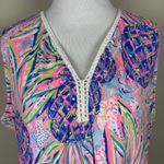 Lulu B Tank Top Womens XL Pink Colorful Sleeveless Multicolor Pineapple Crochet Photo 1