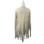 Wild Pearl  Open Cardigan with fringe boho cotton crochet design Large cream Photo 1