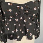 Billabong Boho Off Shoulder Floral Square Neck Long Sleeve Crop Top Black Size S Photo 1