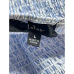 Lulus  Blue Stripe Smocked Ruffle Flutter Short Sleeve Mini A-Line Dress Size L Photo 3