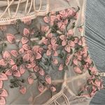 Women’s sheer panel floral embroidered appliqué pink lingerie sleepwear large Photo 9