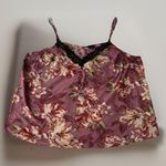 Torrid  Tank Top Size 1 Womens  Mauve Pink Floral Camisole Lace Trim Button Photo 0