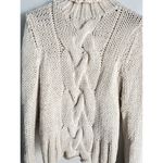 J.Crew  100% Wool Aran Style Cable Knit Fisherman Hand Knit Turtleneck Sweater M Photo 2