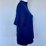 Vintage Ribbed Navy Mock Neck Tee | L Photo 3