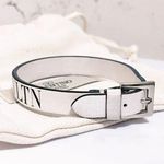 Valentino Garavani Authentic White & Black Thin Leather VLTN Buckle Bracelet Photo 12