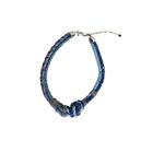 Chico's Chico’s Seed Bead Braided Necklace/Choker – Blue Hues, Silver-Tone Clasp Photo 6