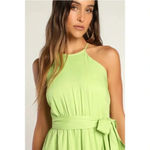 Lulus NWT Bright Expression Lime Green Faux-Wrap Ruffled Midi Dress Small Photo 12