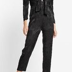 EXPRESS Floral Jacquard Puff Sleeve Tie Front Jumpsuit Photo 0