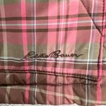 Eddie Bauer  Goose Down Puffer Vest Womens M Pink Brown Plaid Preppy Gorpcore Photo 5