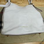 Burberry  White Canterbury Satchel Tote‎ Bag Purse Nova Check Leather Signature Photo 7