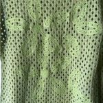 Le lis  crochet floral knit chartreuse open weave sweater 100%cotton top Sheer Photo 4