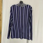 Jaclyn Smith  Long Sleeve Button Pajama Shirt Stripe Womens Large Blue Photo 6