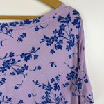 Lands' End  Floral Maxi Dress Size XL Purple V-Neck Soft Stretch Lounge Resort Photo 2