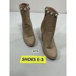 Bamboo Womans  Namaste Ankle Boots Size 7 Beige Side Zip Heel Pearl Accent Lined Photo 2