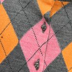 Ny&co NY &  Argyle Cardigan Gray Pink Orange Preppy Button Up Sweater Sz M Photo 5