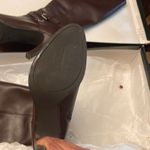 Ralph Lauren Dk Brown Burnished Calf Leather Becca Heels Wide Calf Boots 10M Photo 8