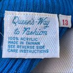 Vintage 60’s mixed knit fit and flare poof sleeve sweater dress blue small Blue Photo 6