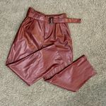 Who What Wear Women's HighRise Brown Faux Leather PaperBag Pants Size 4 Like New Photo 5