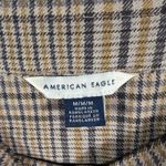 American Eagle Plaid Pinafore Dress M Brown Check Button Strap Mini Dress Photo 3