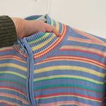 VINTAGE SAG HARBOR Blue Pink Yellow Rainbow Stripe Full Zip Sweatshirt / Sweater Size XL Photo 3