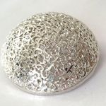 Vintage Silver Tone Bubbled Round Filigree Statement Costume Brooch Pin Photo 1