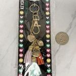 Gold Tone Purple Green Orange Tassel Heart Bag Charm Keychain Keyring Photo 0