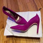 Ted Baker Melisas Fuchsia Colorful Suede Heels Pumps Stiletto Gold trim back Cinderella Photo 0