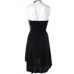 Parker  Cleo Dress S Silk Linen Embroidered Geometric Bodice Halter Black Pink Photo 7