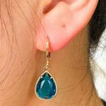 Blue Crystal Water drop earrings, Sparkling stones Gold fashion Jewelry Earrings Photo 1
