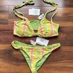 Dippin' Daisy's Dippin Daisy’s Plaid 2 Piece Bikini Pastel Green Pink Yellow Photo 0