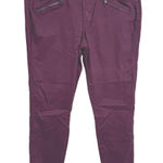 a.n.a A‎ New Approach Burgundy Mid Rise Moto Zipper Skinny Jeggings Size 31/12 Red Photo 0