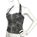 Bebe Lace Halter Bustier Top Embellished Buttons S Photo 0
