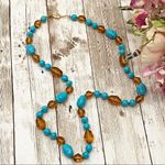J.O.A. Rivers Dyed Turquoise/Amber Glass Necklace Photo 1