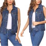Womens Wax Jeans Classic Stonewash Denim Jean Vest Photo 1
