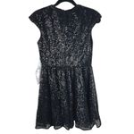 Mac Duggal Ieena for  Black Sequin Dress Deep V Neck Sleeveless Party Cocktail Photo 2