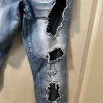 Elite Jeans Distressed Blue Jeans Fishnets Y2K Sexy Party Skinny Size 9  Photo 2