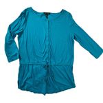 Ralph Lauren Lauren  Cotton Tunic Top‎ Size Lg Teal Long Sleeve Drawstring Waist Photo 0