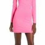 ROW A Notch Neck Long Sleeve Ribbed Bodycon Dress Formal Weddings Small Pink NWT Photo 2