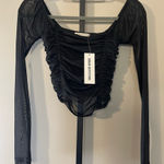 Urban Outfitters Sheer Black Ruched Blouse Photo 0