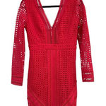 ASTR The Label Red Lace Crochet Bodycon Mini Dress Medium Photo 0