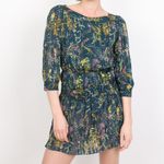 Diane Von Furstenberg  Pialla Silk Teal Green Printed Pleated Mini Dress Size 6 Photo 1