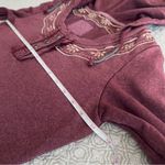 prAna Breathe Embroidered Floral 1/4 Button Hoodie Top Burgundy Boho Size XS Photo 4