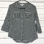 Croft & Barrow  Black & White Checker Plaid 3/4 Sleeve Button Up Top Size Small Photo 5