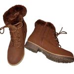 De Blossom Collection De Blossom Fur Lined Lace up Boots  Photo 0