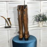 Crown Over The Knee Boots vtge Steampunk Caramel Brown genuine Leather Size 6 5 Photo 2