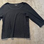 Coldwater Creek  Top Women's Size Large Black Sequins Quarter Sleeve Boat Neck Photo 0